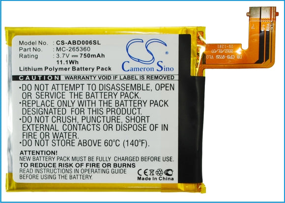 Battery for Amazon Kindle 4G 515-1058-01, M11090355152, MC-265360, S2011-001-S 3