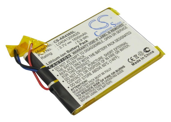 Battery for Archos 43 Internet Tablet L04041200625 3.7V Li-Polymer 1600mAh
