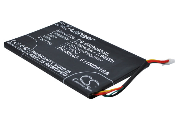 Battery for Barnes and Noble Nook Simple Touch DR-NK03, MLP305787, S11ND018A 3.7