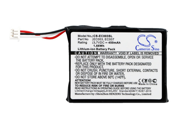 Battery for Apple Mini 4GB M9800LL-A EC003, EC007 3.7V Li-ion 450mAh / 1.67Wh