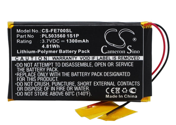 Battery for Fiio EO7K PL503560 1S1P 3.7V Li-Polymer 1300mAh / 4.81Wh