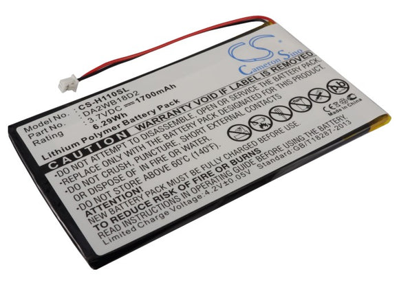 Battery for iRiver H140 DA2WB18D2 3.7V Li-Polymer 1700mAh