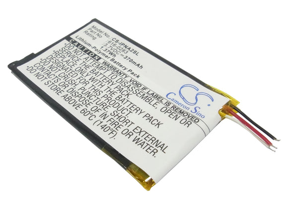 Battery for Apple iPOD Nano MA477LL-A 616-0282, 616-0283 3.7V Li-Polymer 370mAh 