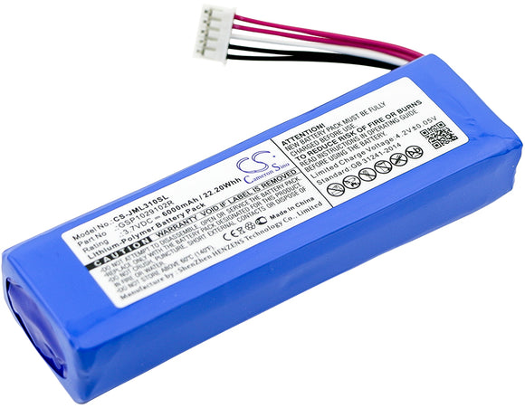 Battery for JBL Charge 2 Plus GSP1029102R, P763098 3.7V Li-Polymer 6000mAh / 22.
