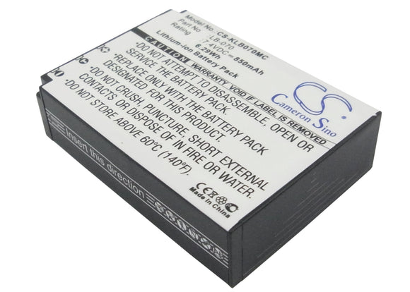 Battery for Kodak Pixpro AZ652 LB-070 7.4V Li-ion 850mAh / 6.29Wh