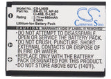 Battery for PENTAX Optio M40 D-LI108, D-LI63 3.7V Li-ion 660mAh / 2.44Wh