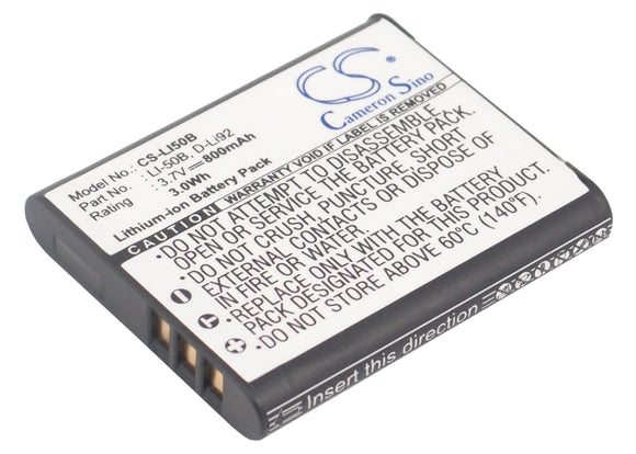 Battery for OLYMPUS Tough TG-810 LI-50B 3.7V Li-ion 800mAh / 2.96Wh