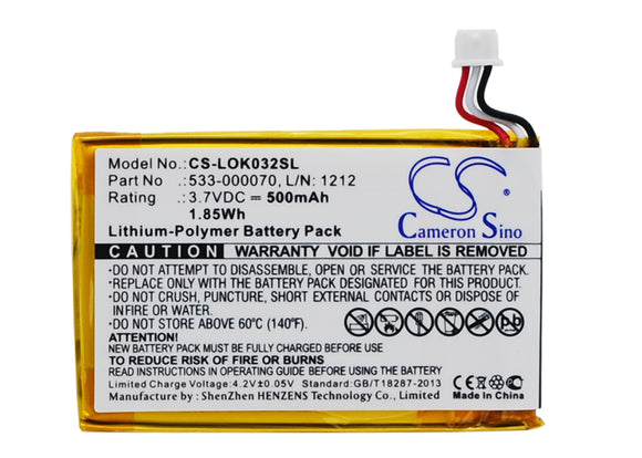 Battery for Logitech Ultratin Keyboard Cover 533-000070, L-N-1212 3.7V Li-Polyme