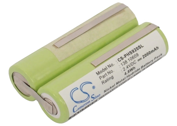 Battery for Philips HQ6865 138 10609 2.4V Ni-MH 2000mAh / 4.80Wh
