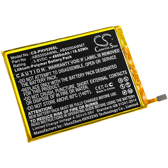 Battery for Philips Xenium V787 AB5000AWML, AB5000AWMT 3.8V Li-Polymer 4900mAh /
