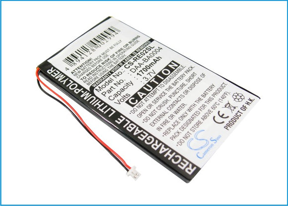 Battery for Creative DAP-HD0014 BA20603R79901, DAA-BA0004 3.7V Li-Polymer 1700mA