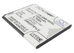 Battery for Samsung SGH-T599 EB425161LA, EB425161LU 3.8V Li-ion 1500mAh / 5.70Wh