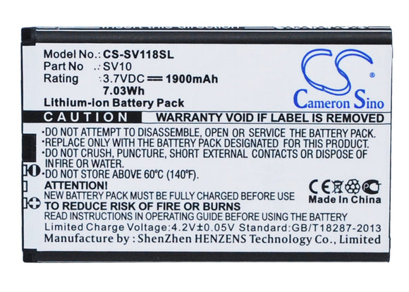 Battery for Sieval SV-118 SV10 3.7V Li-ion 1900mAh / 7.03Wh