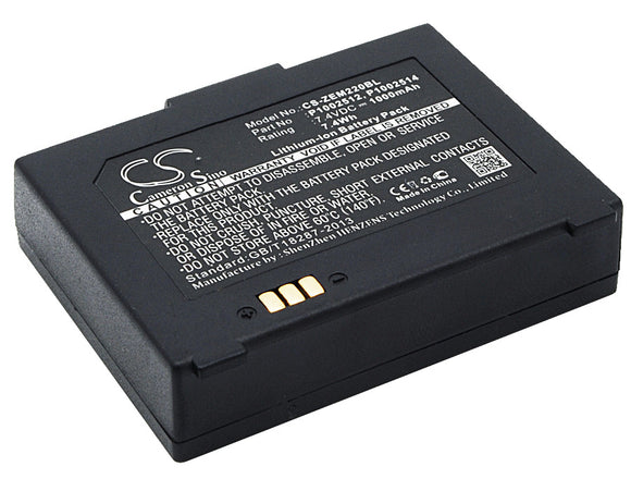 Battery for Zebra EM220II AK18913-001, P1002512, P1002514 7.4V Li-ion 1000mAh / 