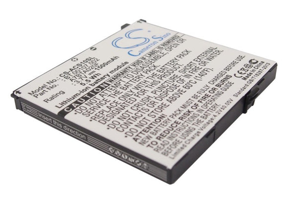 Battery for Acer Liquid E400 A7BTA020F, BT.00107.002, US55143A9H 1S1P 3.7V Li-io