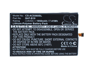 Battery for Acer S55 BAT-B10, KT.0010S.013, PGF295686HT 3.8V Li-Polymer 1950mAh 
