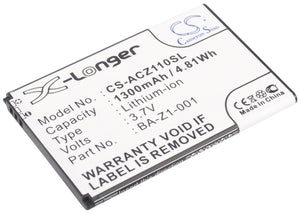 Battery for Acer Liquid Z120 BA-Z1-001, BA-Z1-003 3.7V Li-ion 1300mAh / 4.81Wh