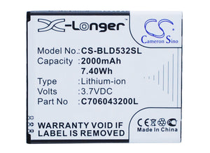 Battery for BLU Life One C706043200L, C706043200T 3.7V Li-ion 2000mAh / 7.40Wh