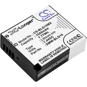 Battery for Panasonic Lumix DMC-TZ101 DMW-BLG10, DMW-BLG10E 7.4V Li-ion 1050mAh 