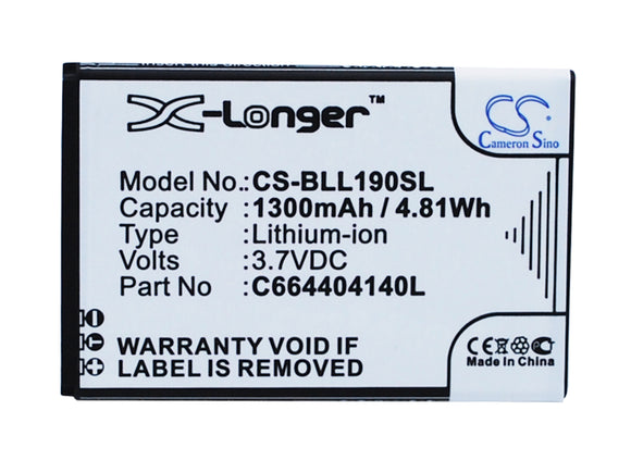 Battery for BLU L190i C664404140L, C664404140T 3.7V Li-ion 1300mAh / 4.81Wh