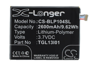 Battery for BLU P104 TLG13I01 3.7V Li-Polymer 2600mAh / 9.62Wh
