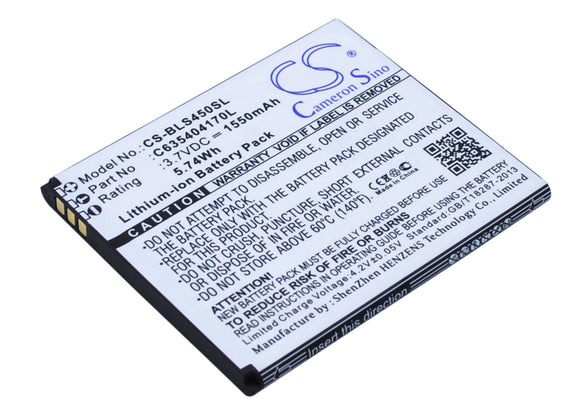 Battery for BLU S450 C635404170L 3.7V Li-ion 1550mAh / 5.74Wh