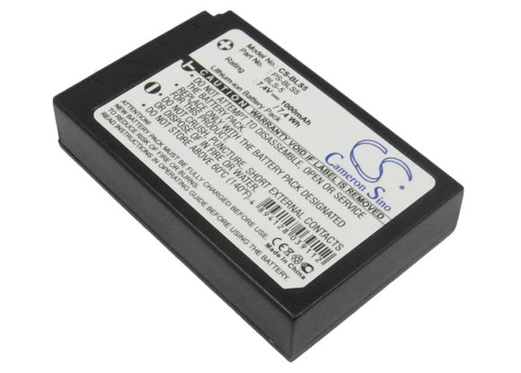 Battery for OLYMPUS PEN E-PL6 BLS-5, BLS-50, PS-BLS5 7.4V Li-ion 1000mAh / 7.40W