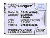 Battery for BLU L280A C765804220L 3.8V Li-Polymer 2300mAh / 8.74Wh