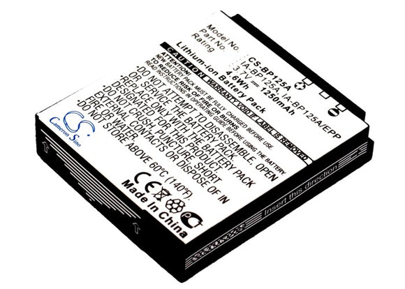 Battery for Samsung HMX-Q130TP AD43-00197A, BP125A, IA-BP125, IA-BP125A, IA-BP12