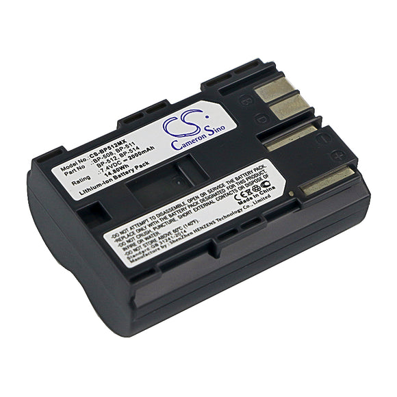 Battery for Canon MV630i BP-508, BP-511, BP-511A, BP-512, BP-514 7.4V Li-ion 200