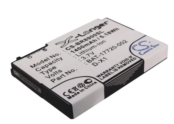 Battery for Blackberry 9550 Storm2 BAT-17720-002, D-X1 3.7V Li-ion 1400mAh / 5.1