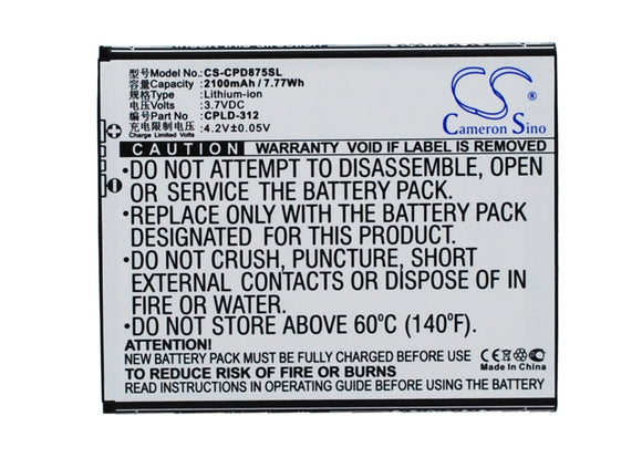 Battery for Coolpad 7296 CPLD-312, CPLD-342, CPLD-351 3.7V Li-ion 2100mAh / 7.77
