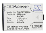 Battery for Emporia Elegance weib AK-V35, AK-V36, AK-V37 3.7V Li-ion 1100mAh / 4