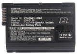 Battery for Nikon D7200 EN-EL15, EN-EL15A, EN-EL15B 7V Li-ion 1400mAh / 9.80Wh