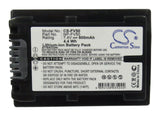 Battery for Sony DCR-SR68R NP-FV50 7.4V Li-ion 600mAh