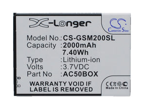 Battery for Gsmart Mika M2 AC50BOX 3.7V Li-ion 2000mAh / 7.40Wh