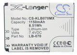 Battery for Kodak PIXPRO S-1 LB-070 7.4V Li-ion 1150mAh / 8.51Wh