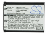 Battery for Kodak Easyshare M580 KLIC-7006, LB-012 3.7V Li-ion 660mAh / 2.44Wh