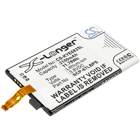 Battery for Kyocera E6810 5AAXBT099GEA, SCP-67LBPS 3.8V Li-ion 3100mAh / 11.78Wh