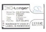 Battery for Kyocera Coast S2151 5AAXBT062GEA, SCP-50LBPS 3.7V Li-ion 950mAh / 3.