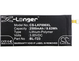 Battery for LG K580AR BL-T23, EAC63278801 3.85V Li-Polymer 2500mAh / 9.63Wh