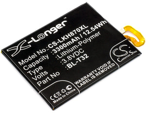 Battery for LG G600SR BL-T32, EAC63438701 3.8V Li-Polymer 3300mAh / 12.54Wh