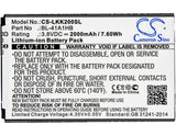 Battery for LG L53BG BL-41A1HB, EAC63319901 3.8V Li-ion 2000mAh / 7.60Wh