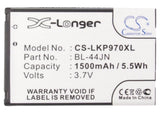 Battery for LG E739 1ICP5-44-65, BL-44JN, EAC61679601 3.7V Li-ion 1500mAh / 5.55
