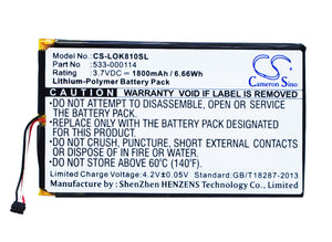 Battery for Logitech K810 533-000114 3.7V Li-Polymer 1800mAh / 6.66Wh