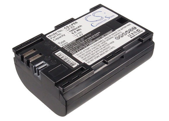 Battery for Canon EOS 5D Mark II LP-E6, LP-E6N 7.4V Li-ion 1800mAh / 13.32Wh