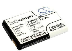 Battery for Motorola Enzo BN70, BN80, SNN5851, SNN5851A 3.7V Li-ion 1100mAh / 4.