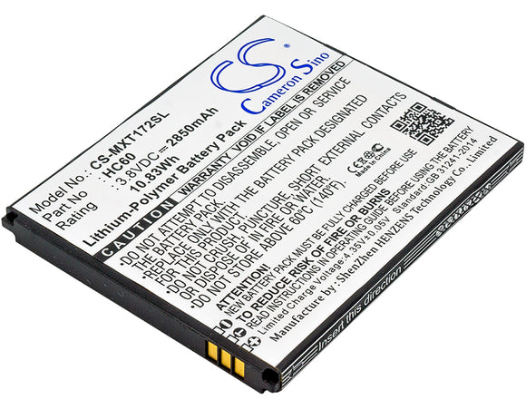 Battery for Motorola XT1724 HC60 3.8V Li-Polymer 2850mAh / 10.83Wh