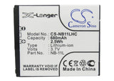 Battery for Canon IXUS 265 NB-11L, NB-11LH 3.7V Li-ion 680mAh / 2.52Wh