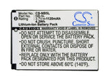 Battery for Canon PowerShot SD900 NB-5L 3.7V Li-ion 1120mAh / 4.1Wh